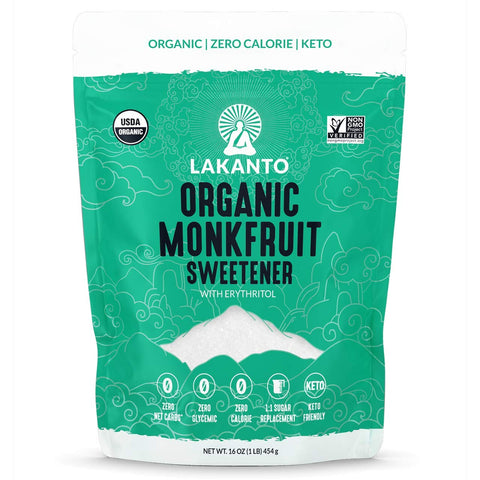 Organic Monkfruit Sweetener, 1:1 Sugar Substitute, Keto - 16 Oz