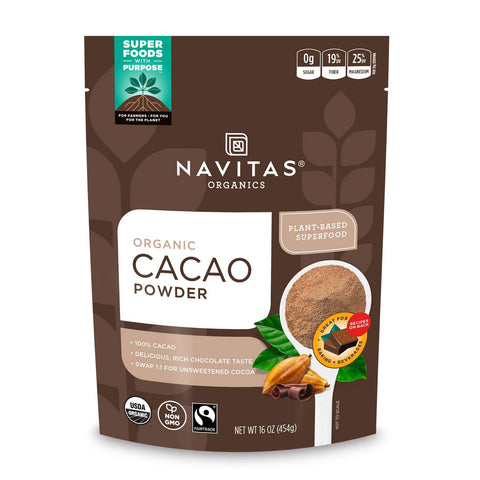 Navitas Organics Cacao Powder, 16oz. Bag, 30 Servings - Organic, Non-GMO, Fair Trade, Gluten-Free 1 Pound (Pack of 1)