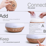 300ml Essential Oil Diffuser - White/Wood Grain